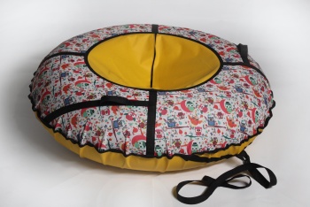 Тюбинг ватрушка - надувные санки "Совушки" (желтый) 120 см - магазин FunnyFox