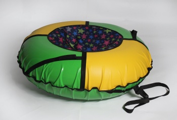 Тюбинг ватрушка - надувные санки "Звезды" (желто-зеленый) 120 см - магазин FunnyFox