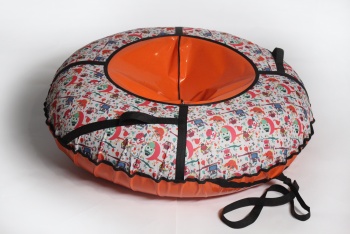 Тюбинг ватрушка - надувные санки "Совушки" (оранжевый) 120 см - магазин FunnyFox